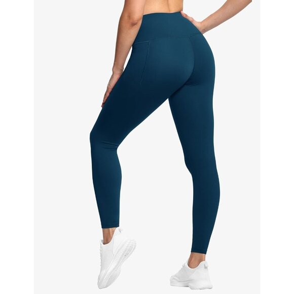 🆕Women Blue Tummy Control Leggings with Pockets High Waist Athletic Yoga Pants - Picture 3 of 6